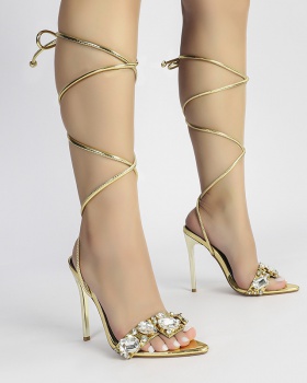 Summer high-heeled bandage cross sandals for women
