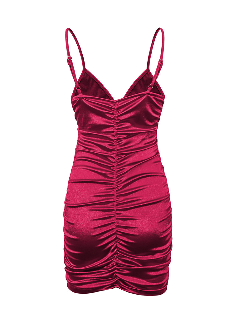 European style wine-red sling sexy dress for women