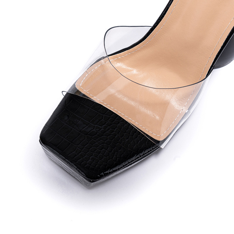 Summer transparent high-heeled slippers for women