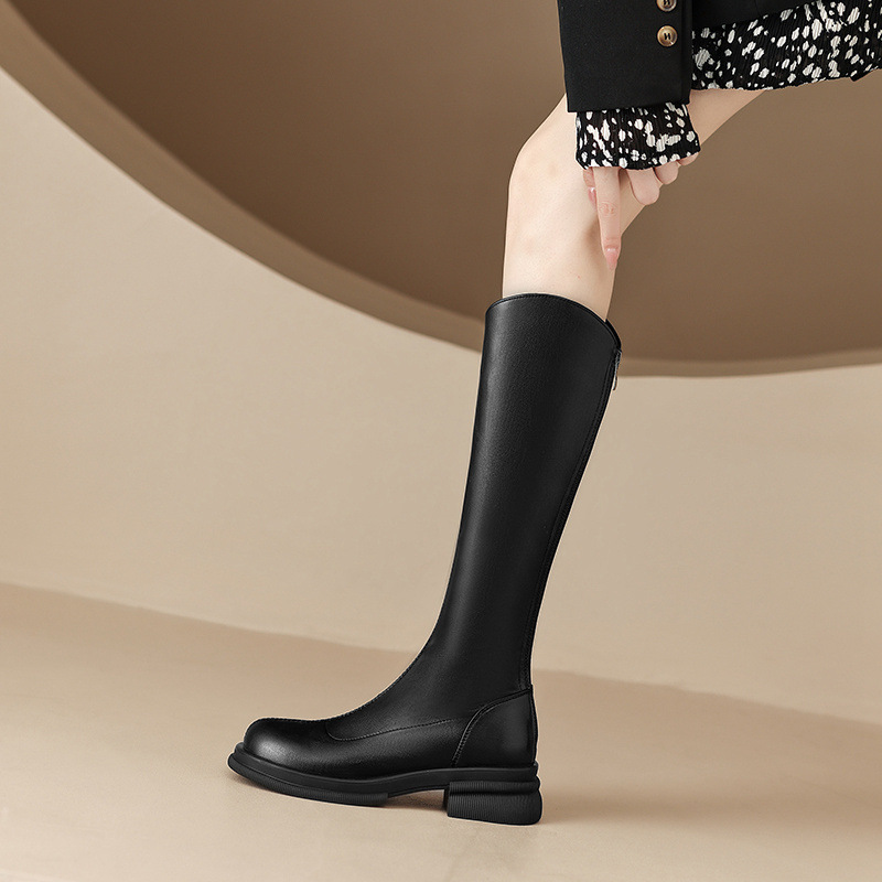 Round low boots large yard autumn and winter thigh boots