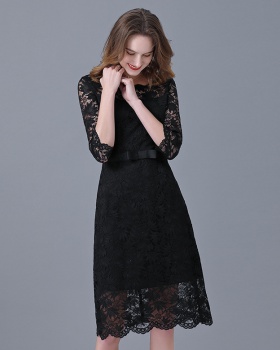 Pinched waist lace square collar France style dress