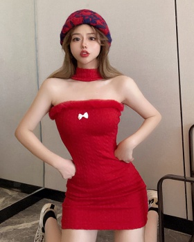Halter package hip christmas sexy red dress