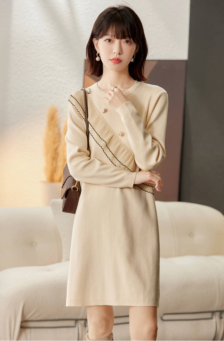 Long autumn and winter sweater dress knitted dress for women