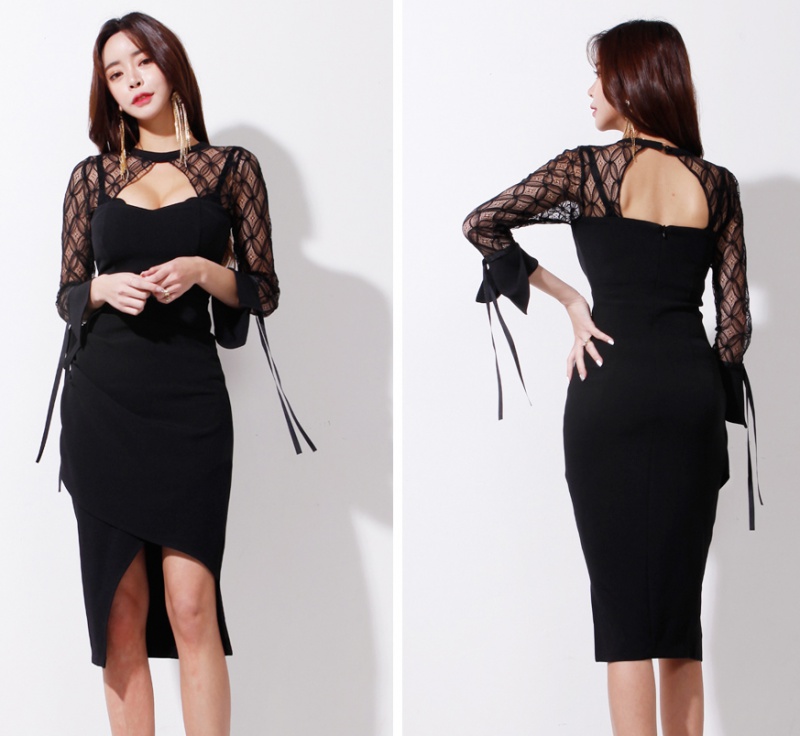 Hip lace dress sexy autumn T-back for women