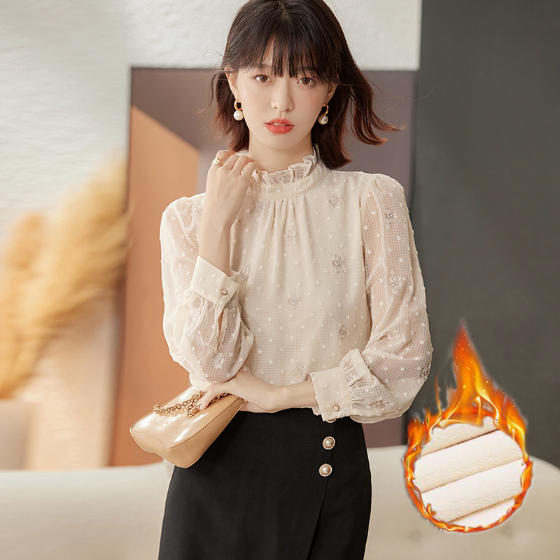 Loose small shirt thick wood ear tops for women