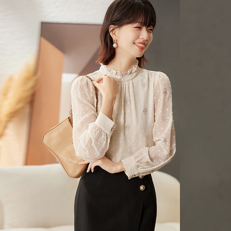 Loose small shirt thick wood ear tops for women