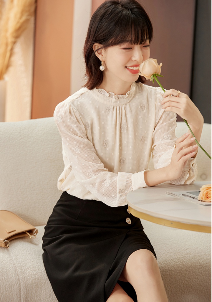 Loose small shirt thick wood ear tops for women