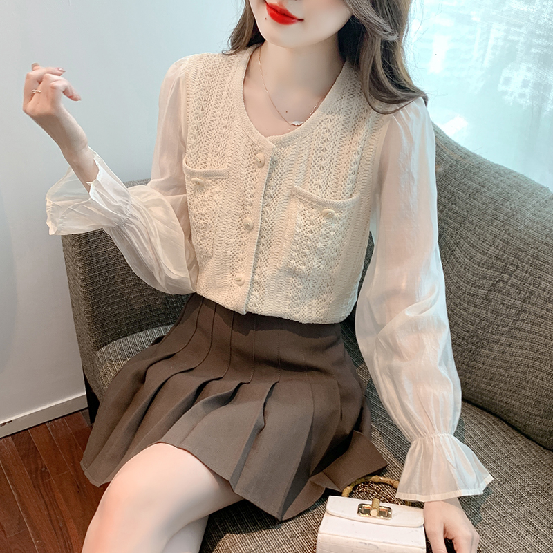 Long sleeve round neck autumn and winter shirt for women