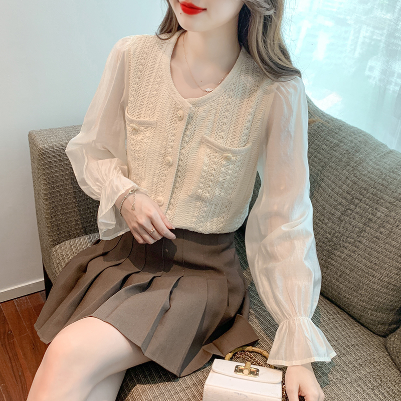 Long sleeve round neck autumn and winter shirt for women