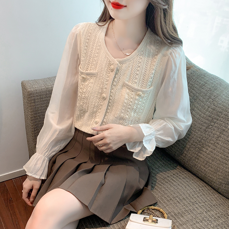 Long sleeve round neck autumn and winter shirt for women