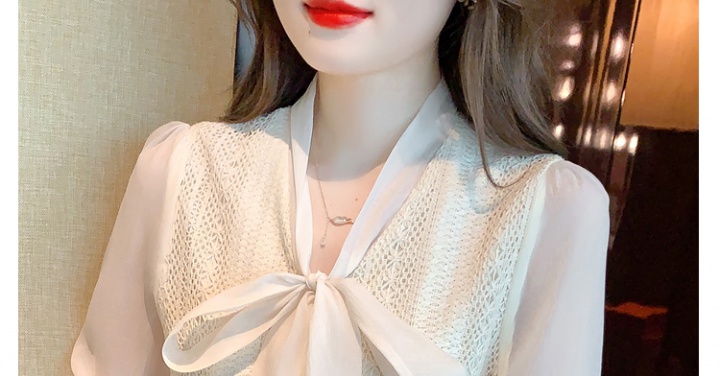 Long sleeve Korean style tops bow shirt