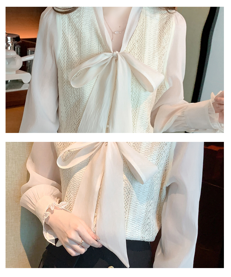 Long sleeve Korean style tops bow shirt