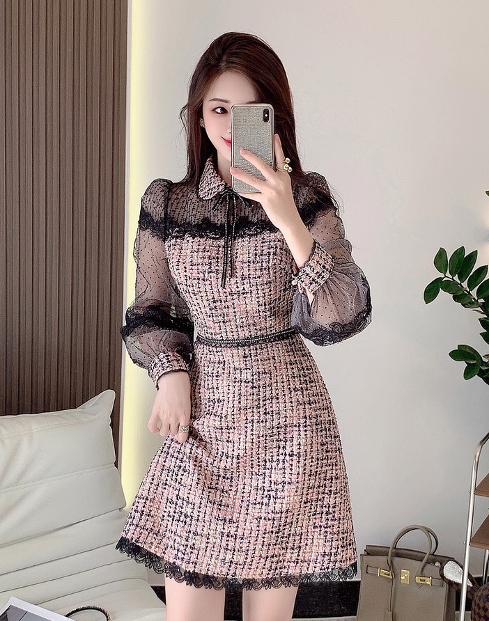 Slim temperament fashion and elegant autumn light dress