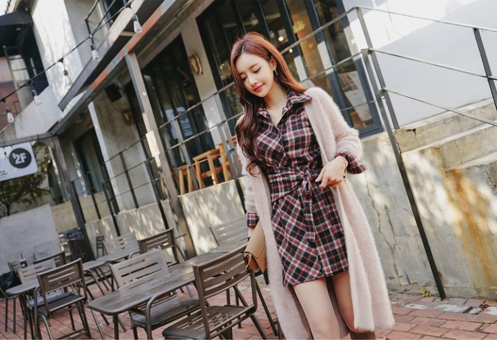 Long sleeve bow dress package hip lapel shirt for women