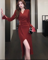 Irregular sexy long pinched waist dress
