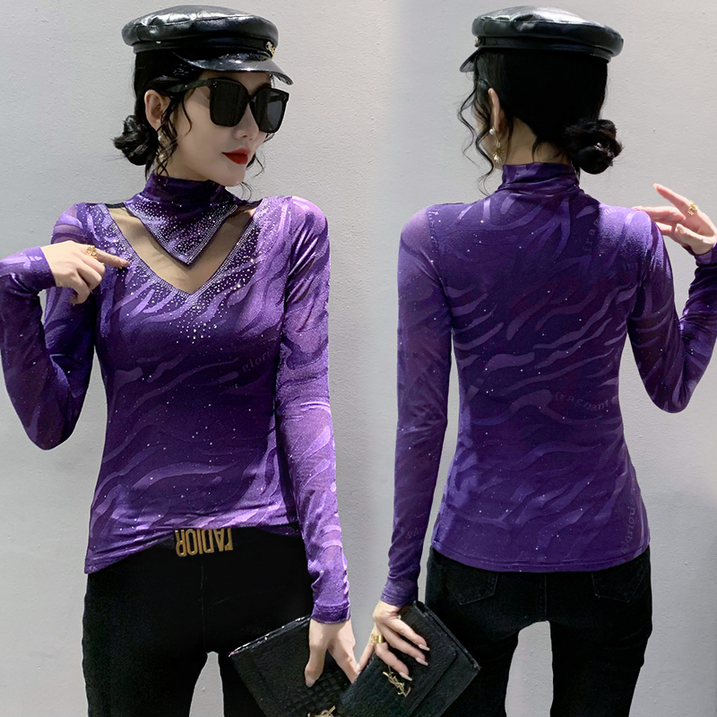 Autumn and winter slim bottoming shirt hollow tops