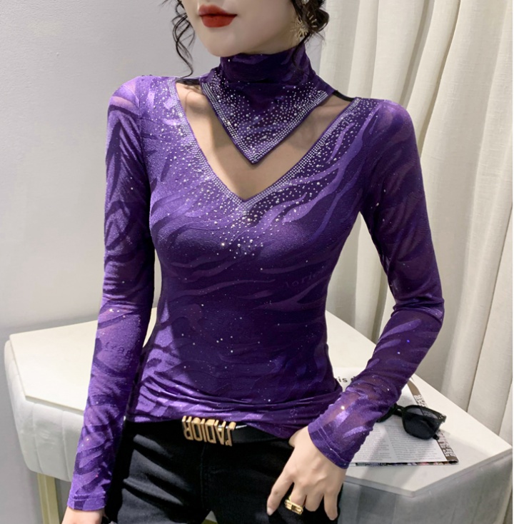 Autumn and winter slim bottoming shirt hollow tops