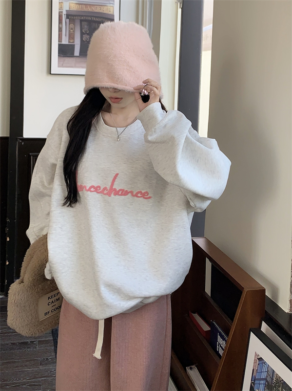 Korean style thick coat plus velvet embroidery hoodie
