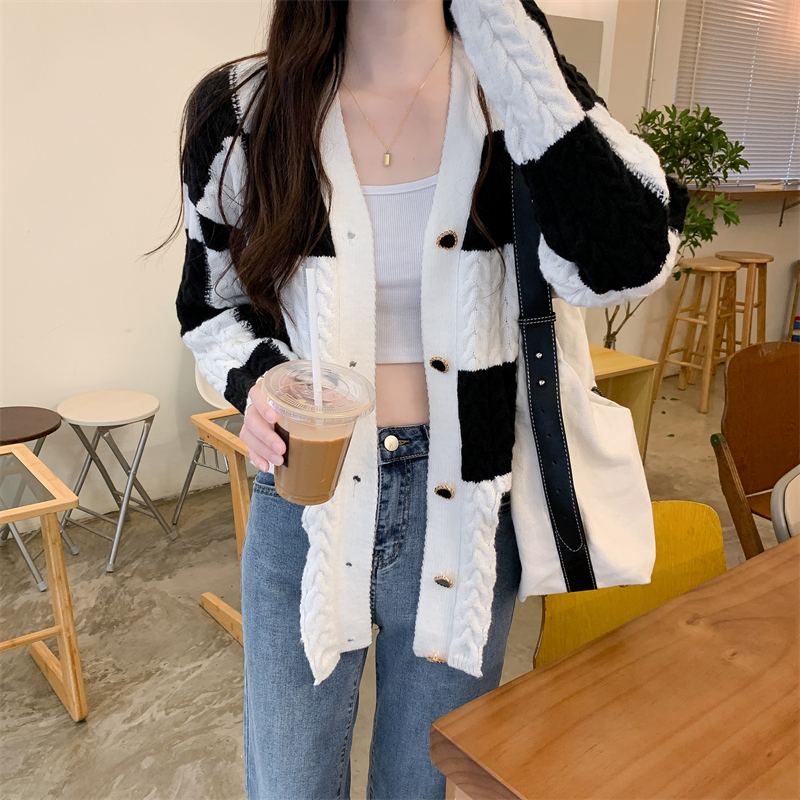 Loose fashion cardigan V-neck autumn and winter sweater