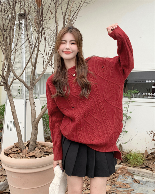 Long thick holes autumn lazy winter loose sweater