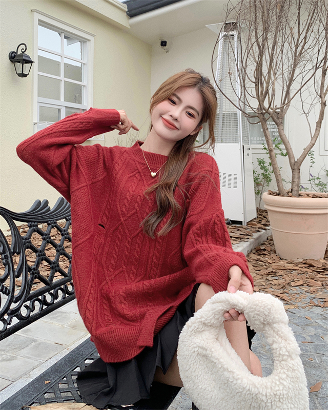 Long thick holes autumn lazy winter loose sweater