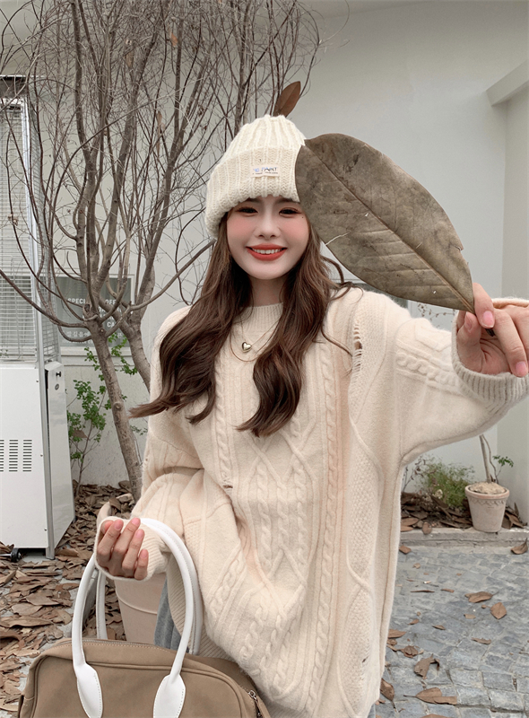 Long thick holes autumn lazy winter loose sweater