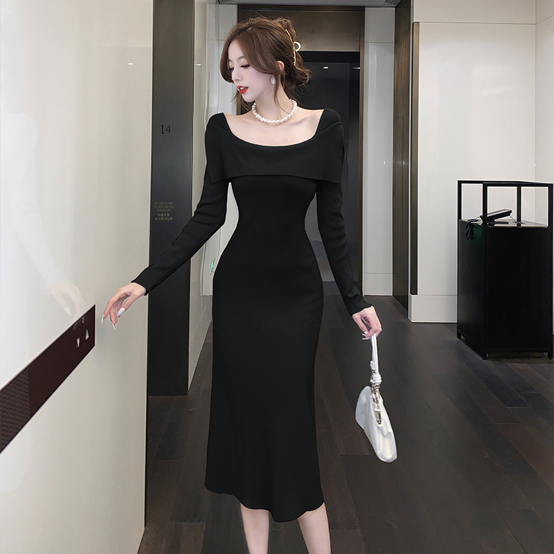 Fashion France style pinched waist temperament dress