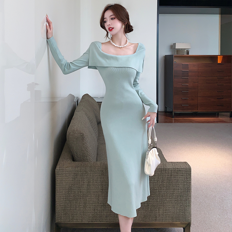 Fashion France style pinched waist temperament dress