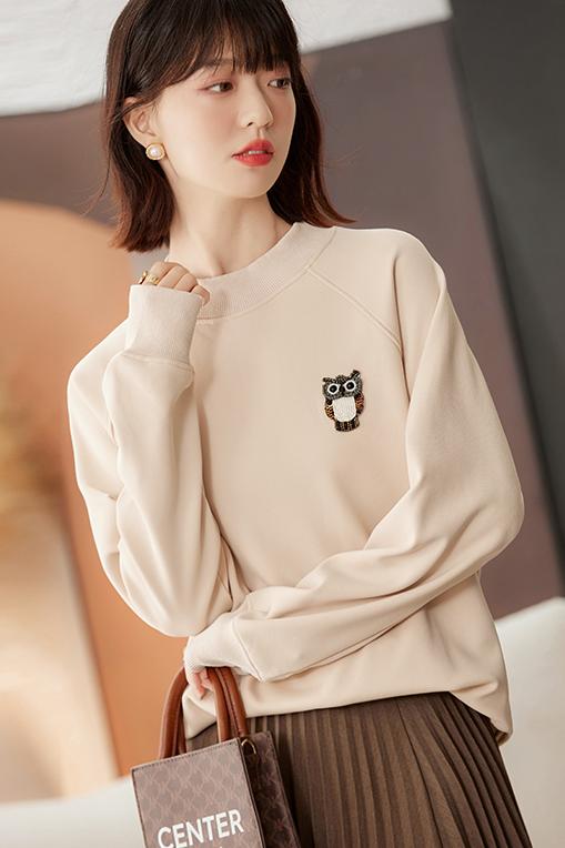 Loose all-match tender tops autumn and winter owl hoodie