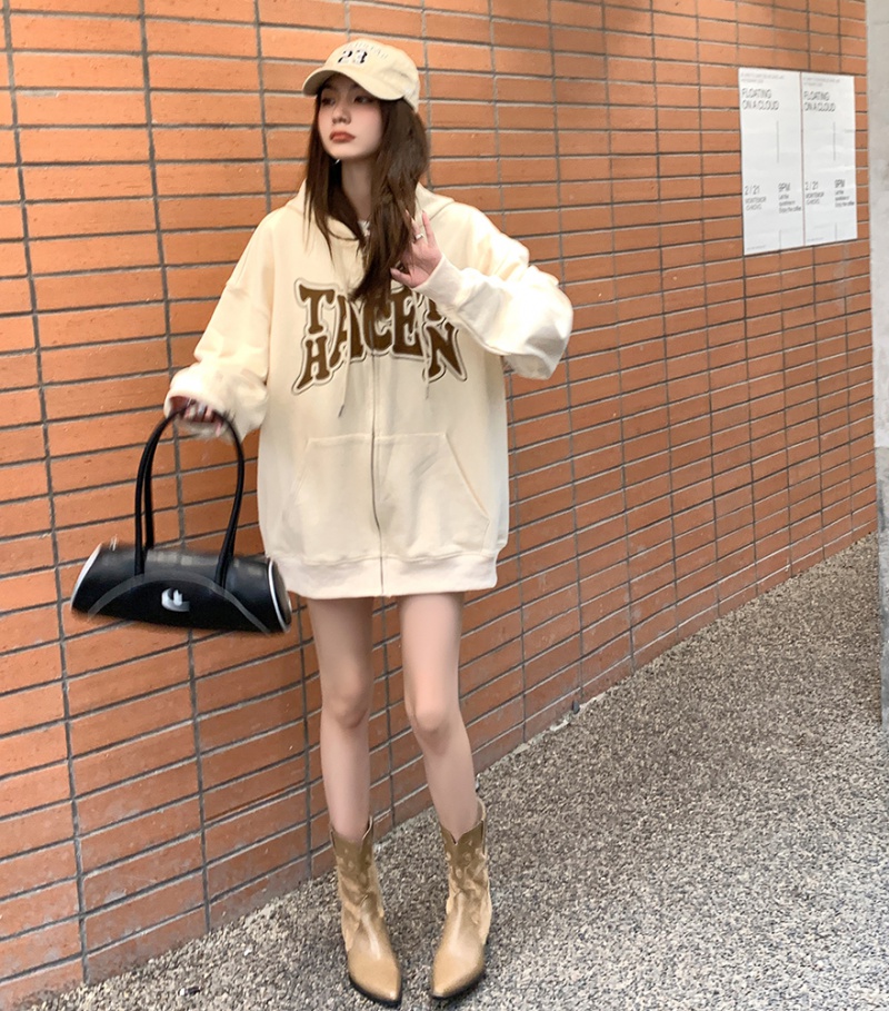 Autumn and winter hooded coat letters shirts for women