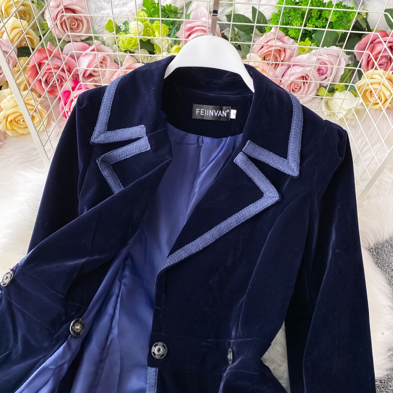 Fashion business suit velvet windbreaker for women