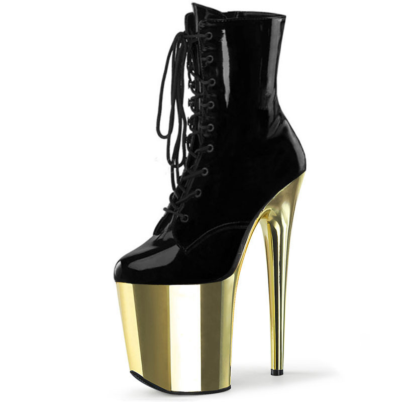 Gold plating platform sexy pole dancing high-heeled shoes