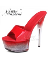 Fish mouth high-heeled shoes patent leather slippers