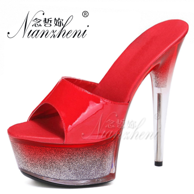 Fish mouth high-heeled shoes patent leather slippers