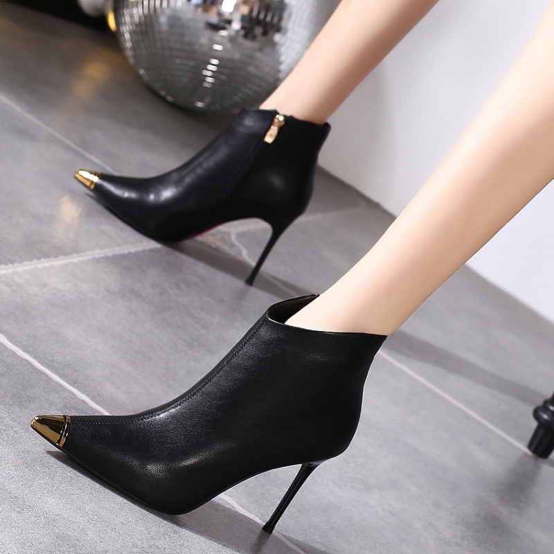 Pointed fine-root high-heeled shoes autumn and winter short boots