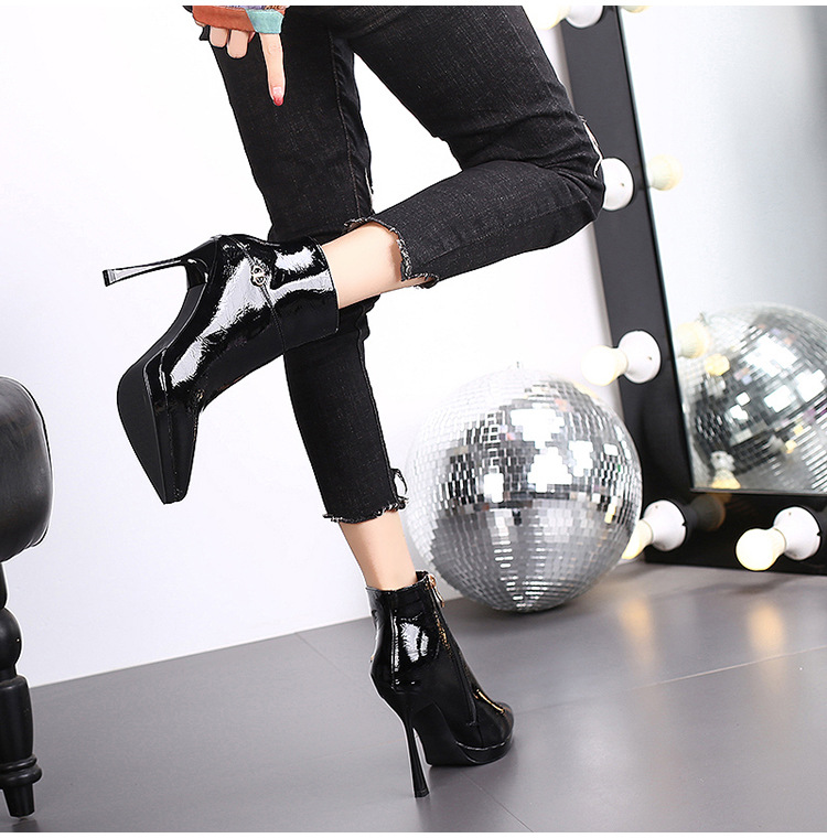 High-heeled France style short boots pointed boots