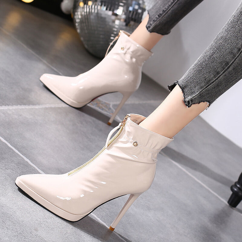 Fashion pointed short boots all-match high-heeled shoes