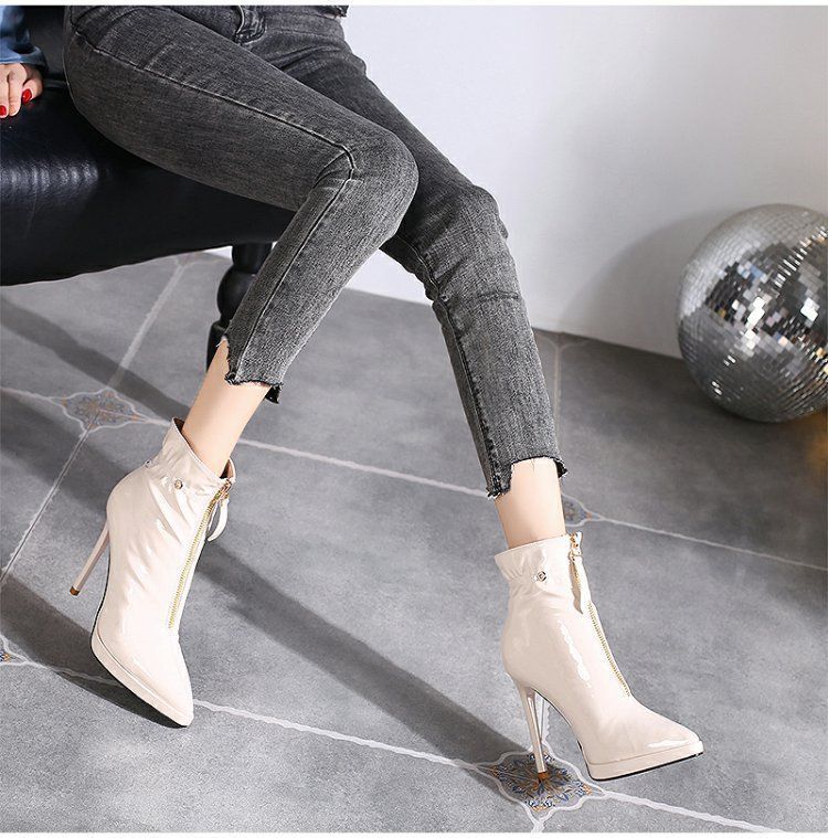 Fashion pointed short boots all-match high-heeled shoes