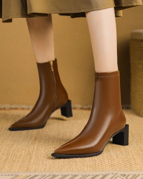 Slim thick boots high-heeled autumn and winter short boots