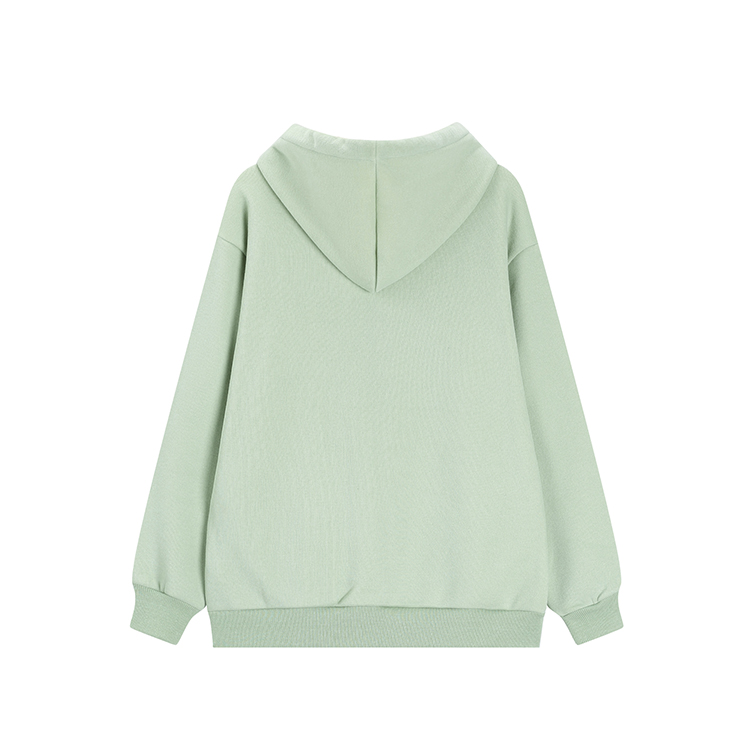 Autumn and winter thick coat green hoodie for women