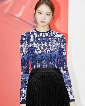 Black jacquard sweater pleated lace skirt 2pcs set