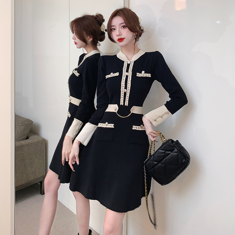 Knitted autumn and winter fashion and elegant dress
