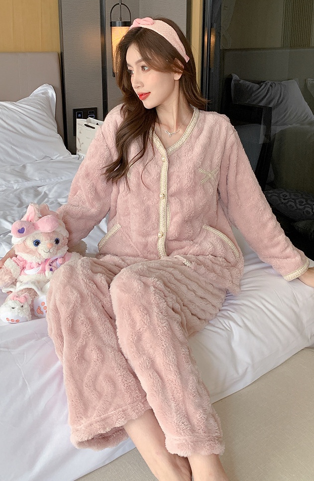 Autumn and winter cardigan pajamas a set for women