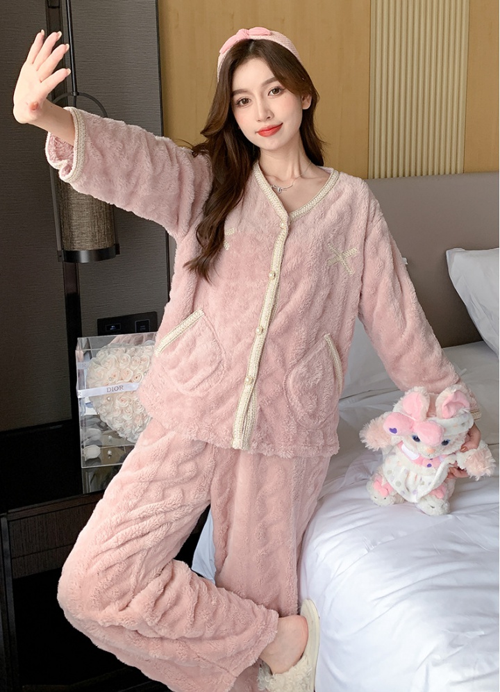 Autumn and winter cardigan pajamas a set for women