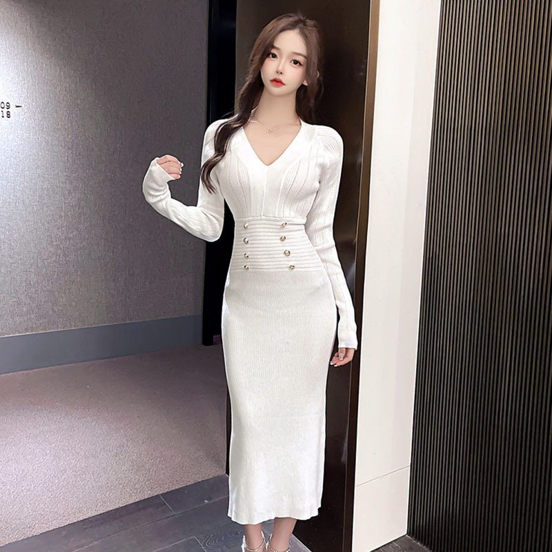 Knitted bottoming package hip dress for women