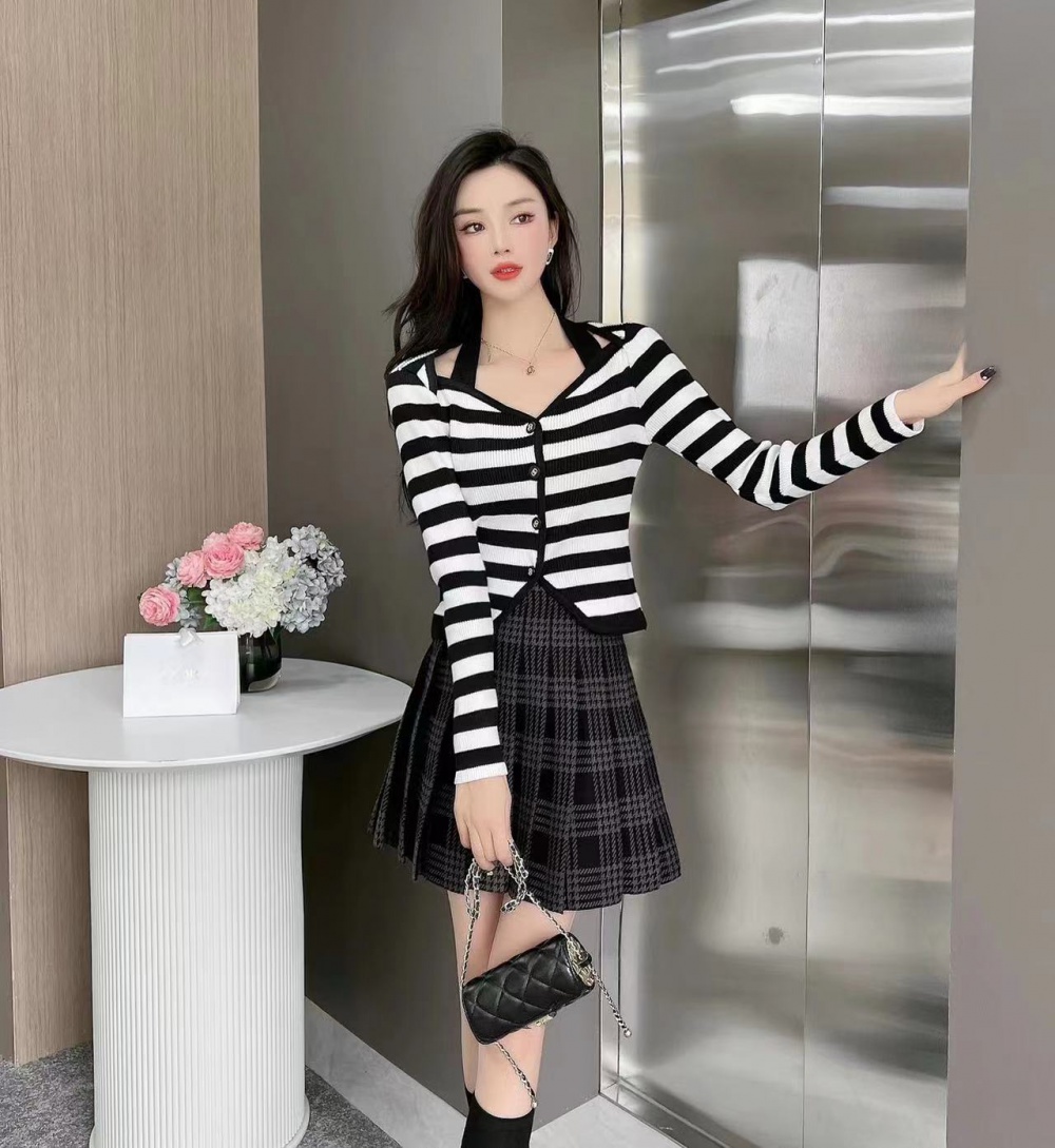 Autumn personality slim temperament dress 2pcs set