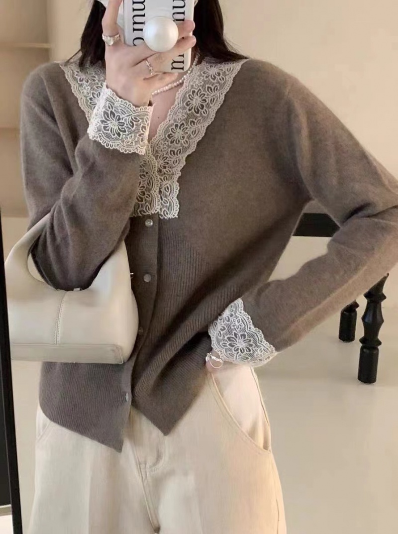 European style Western style sweater lace small shirt
