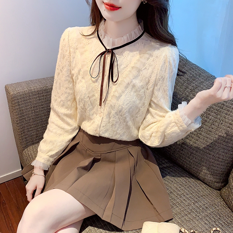 Sweet fashion tops lace unique bottoming shirt for women