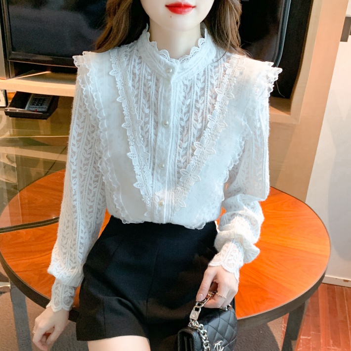 Western style lace small shirt beautiful bottoming tops