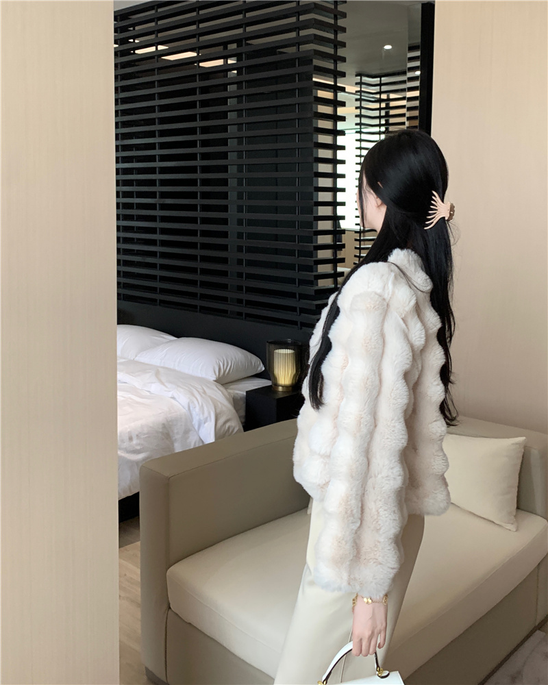 Thick rabbit fur mink velvet all-match coat for women